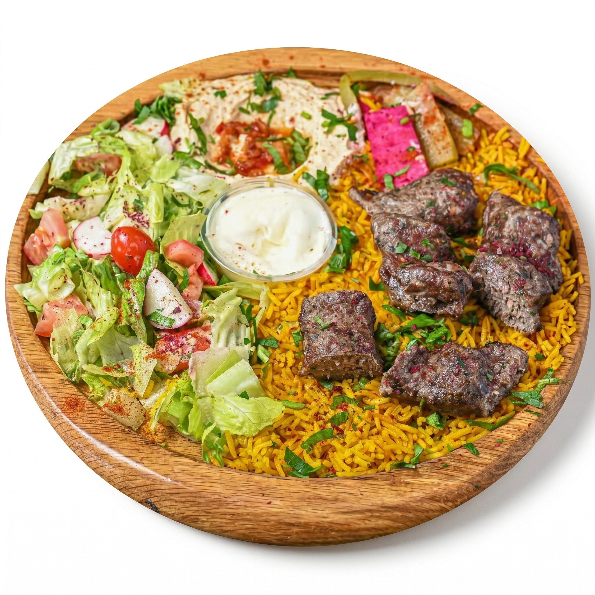 Beef & Lamb Shish Kafta Kabob Platter.