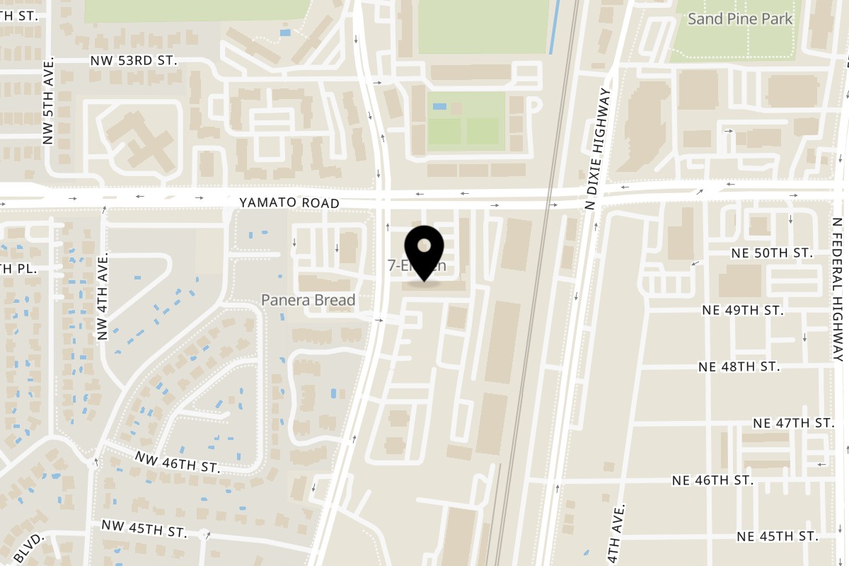 Map showing the location of Hannah's Kitchen on 4822 NW 2nd Ave in Boca Raton